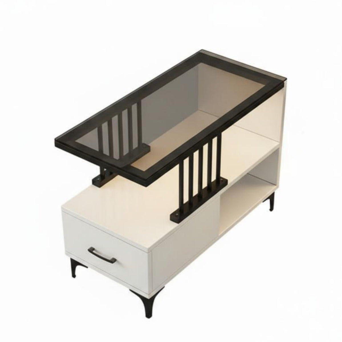 Over-Sofa Table with Storage Movable Indoor Furniture Minimalist Design Space-Saving for Homeowners, Apartment Dwellers, Bedroom