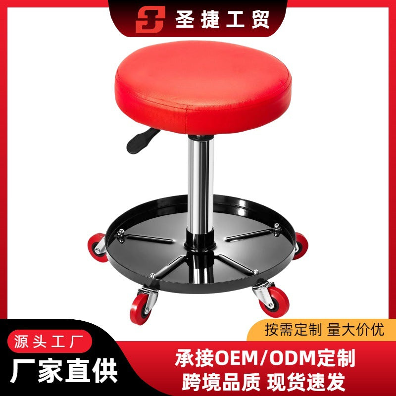 Auto Repair Work Stool with Tool Tray and Casters