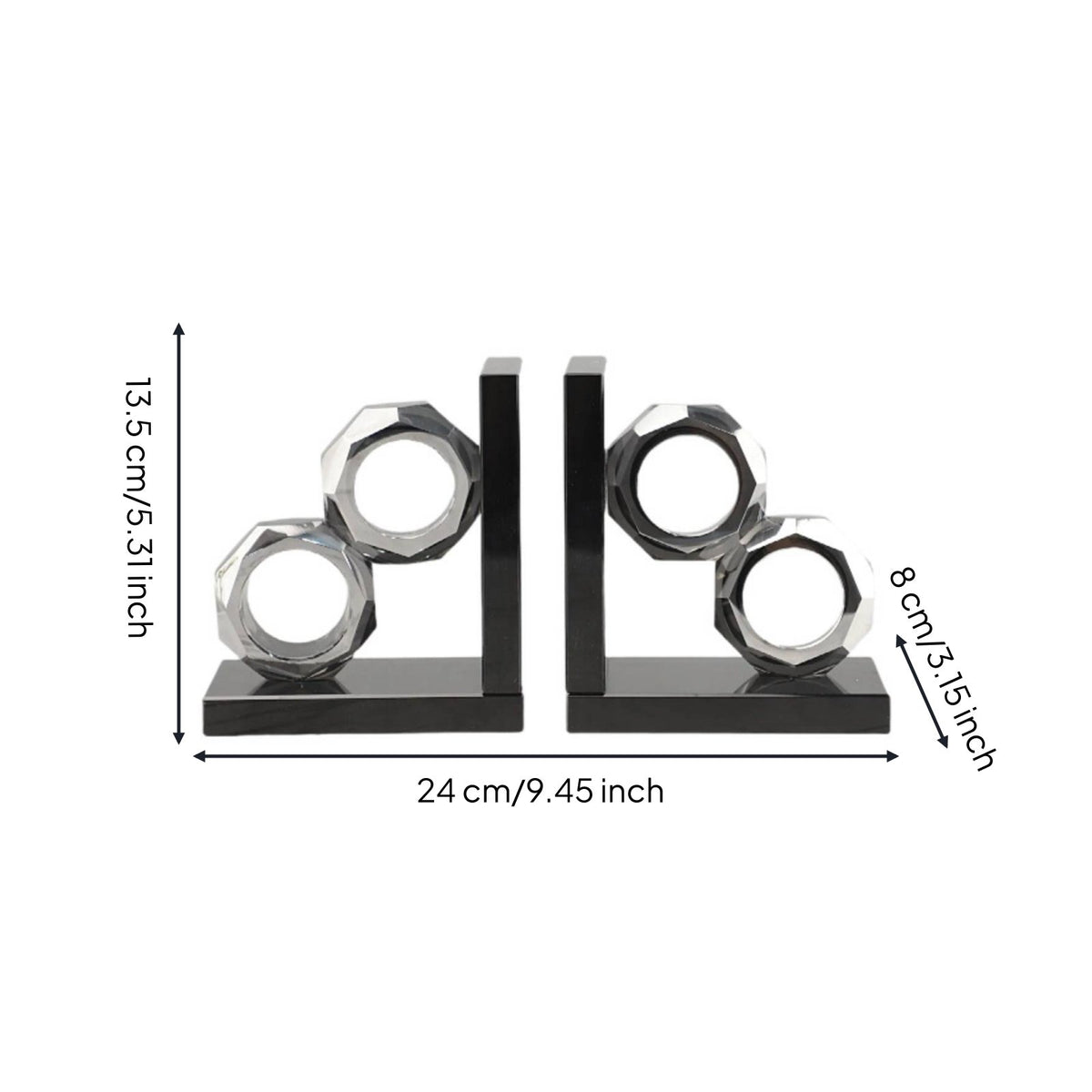 2 Pieces Crystal Bookend Sturdy Base Decorative Book Stopper for Bookshelf, Desk