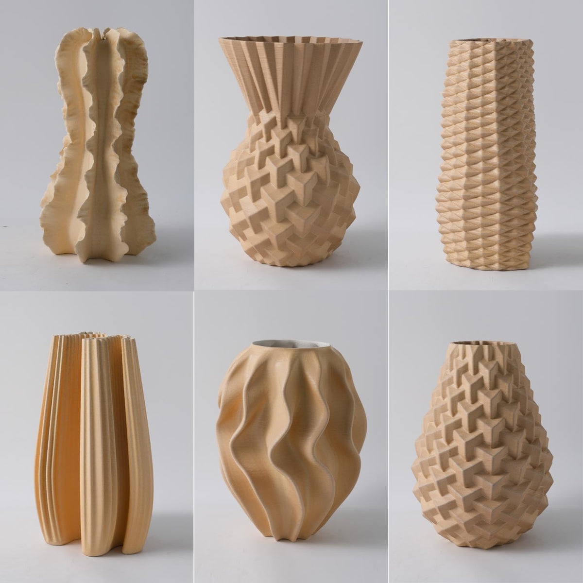 Modern Minimalist Ceramic Vase with 3D Printed Woven Pattern, Diamond Shape