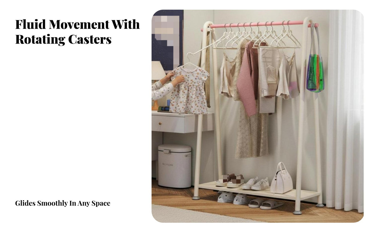 unattachedstanding Design kids' Dress-up Rack Stable Base House-Shaped Clothes Rack Side hangers children's Furniture Easy Assembly for Toddlers, Babies, Parents, Bedroom, Playroom, Entryway, Laundry Room