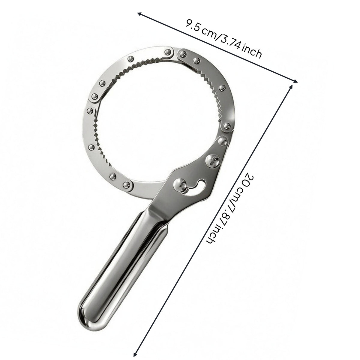 Riveted Joint Oil Filter Wrench Polished Silver Oil Filter Wrench for Auto Repair