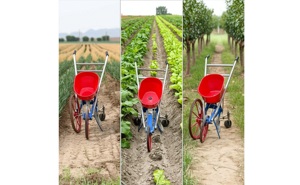 Manual Seeder with Growth Additive Distributor Chain-Driven Seeder with Growth Additive Distributor Wheeled Push-Type Row Planter for Farmers, Farm