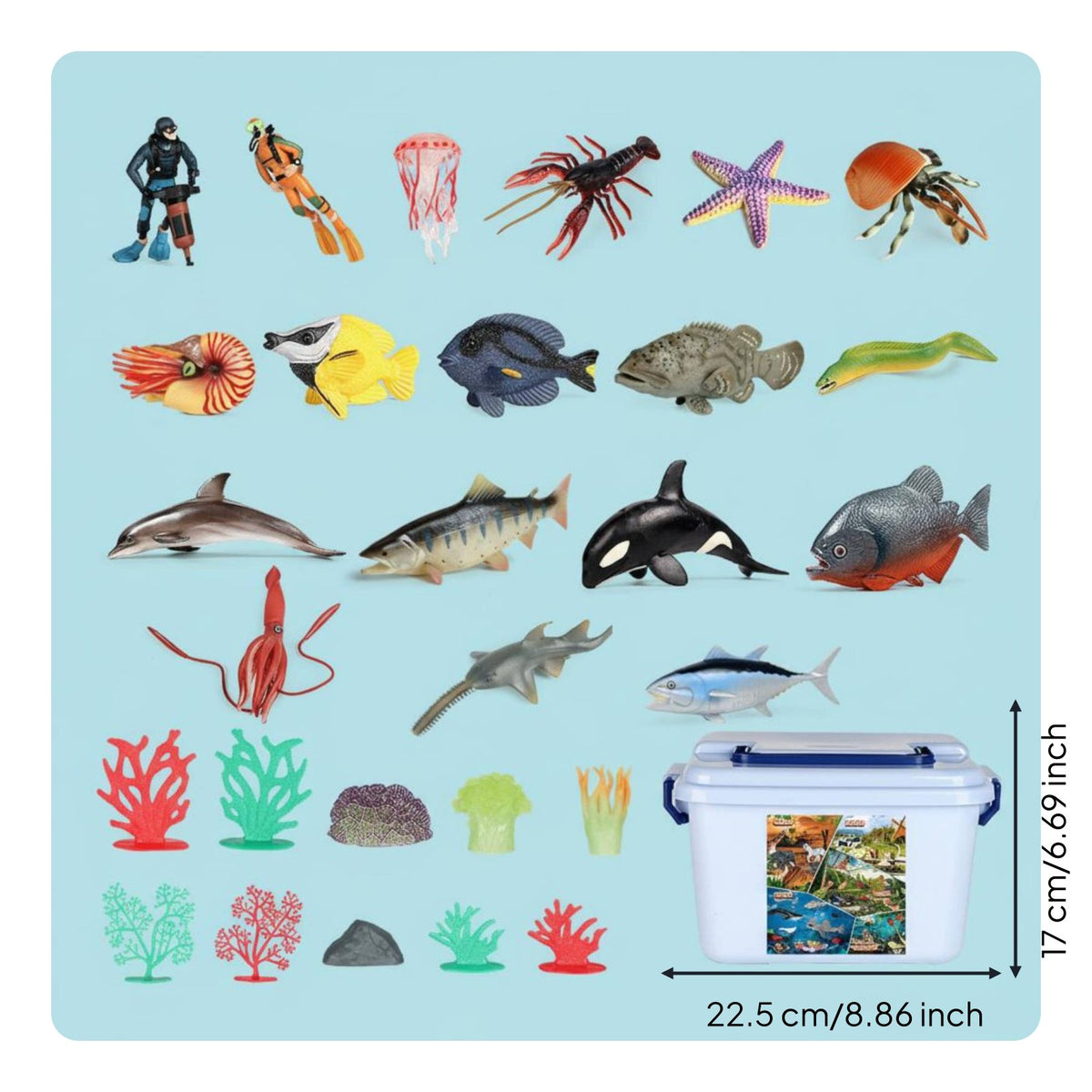 Realistic Ocean Creature Figures Educational Marine Life Toy Set Solid Plastic
