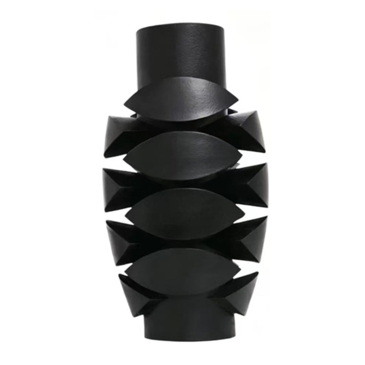 Vase with Leaf Relief Modern Sculptural Vase Matte Decor for Living Room