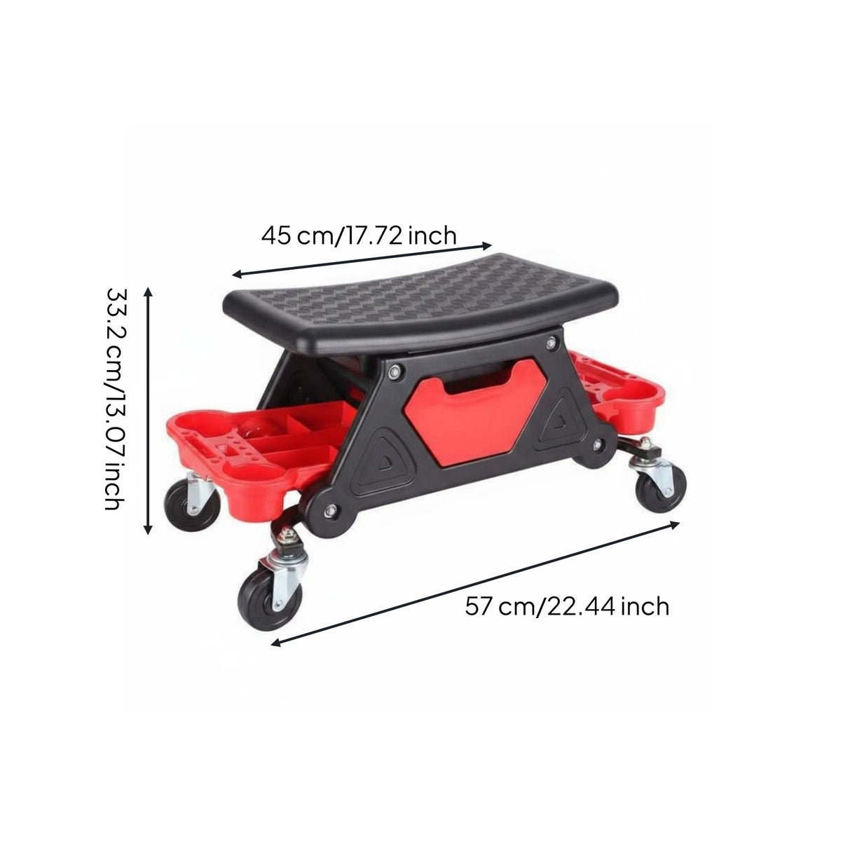 Automotive Work Stool with Tool Trays Low-Profile Design Rolling Technician