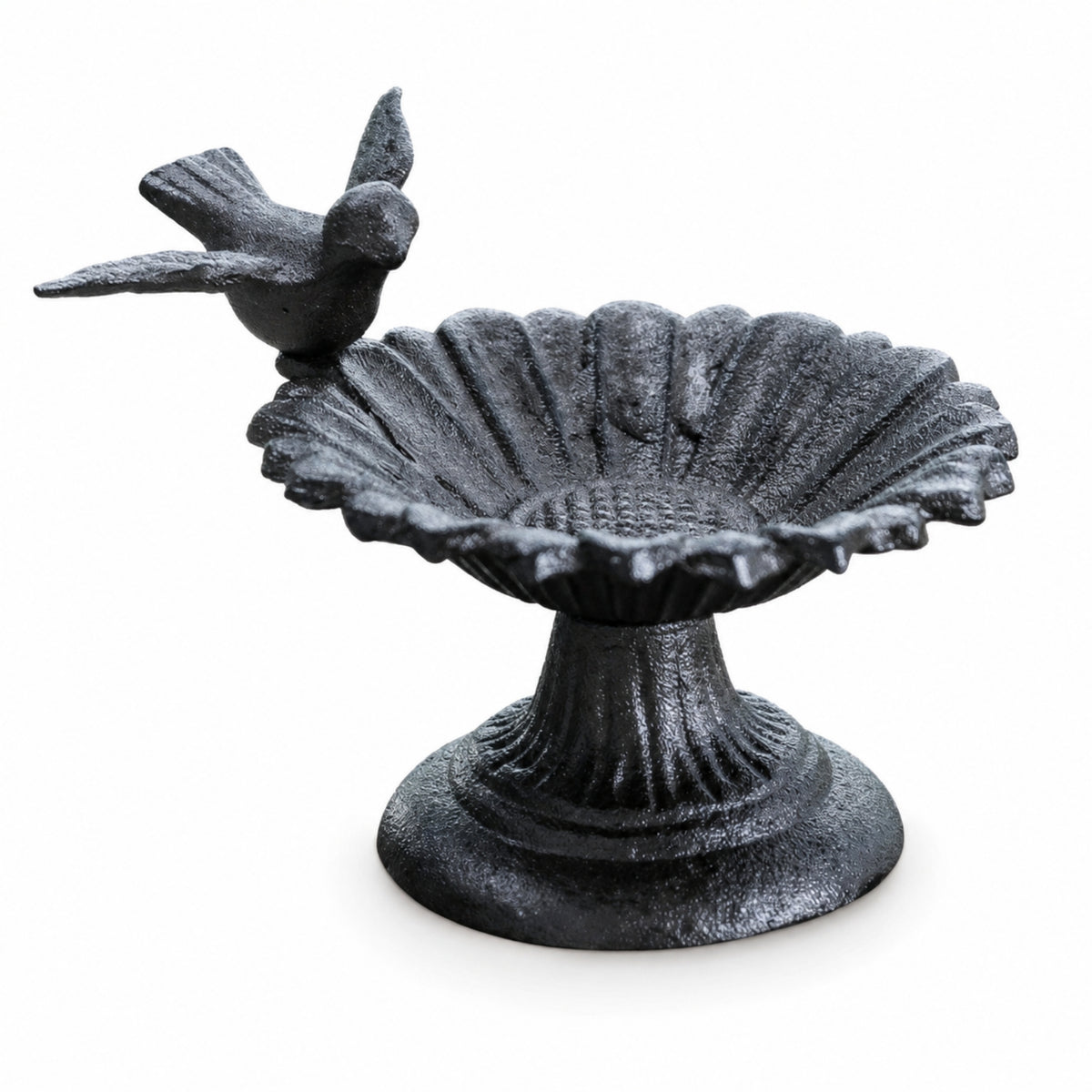 Bird Feeder with Bird Figure Cast Iron Ornament Weathered for Balcony, Tabletop