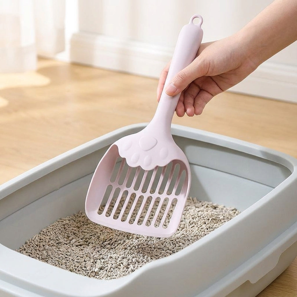 Litter Sifter and Scooper Cat Tool, Flat Slatted Sand Sifter with Hanging Hole, Large Size Spoon for Multi-Cat Household Cleaning Tasks