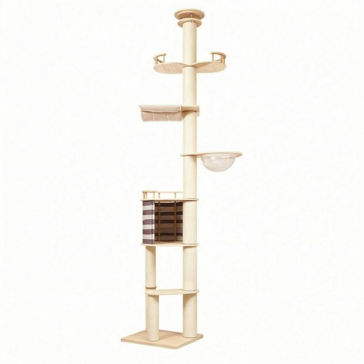 Wooden Cat Climbing Structure Wooden Feline Tree Structure Hanging Hammock