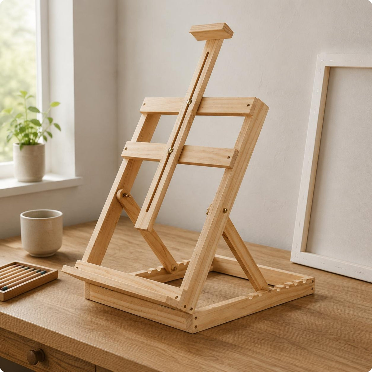 Wooden Desktop Easel Slotted Support Foldable Desk Easel Stable Base