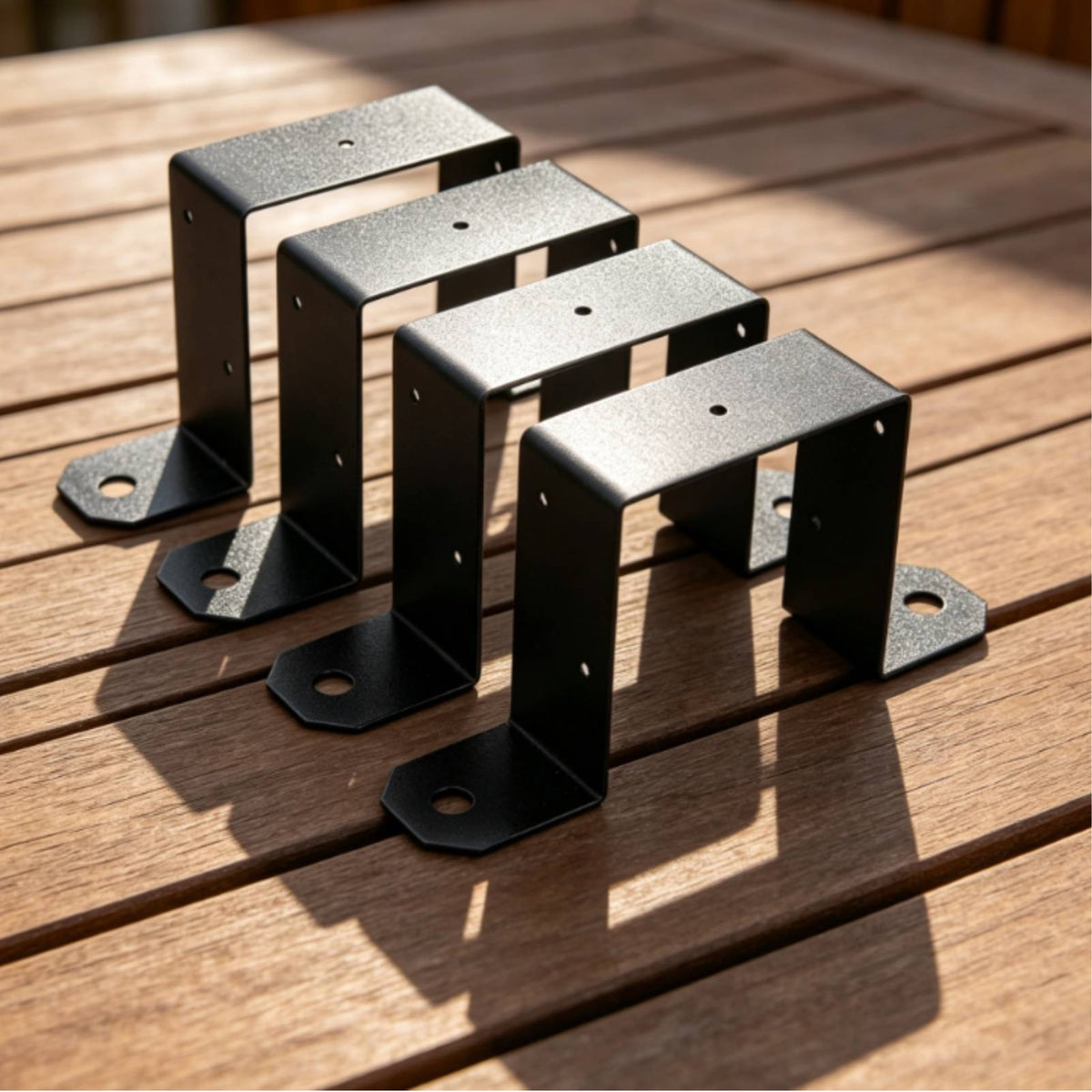 4 Pieces Fence Bracket Heavy-Duty U-Shaped Bracket Post Connector Powder-Coated Guardrail Connector Rust-Resistant for DIYers