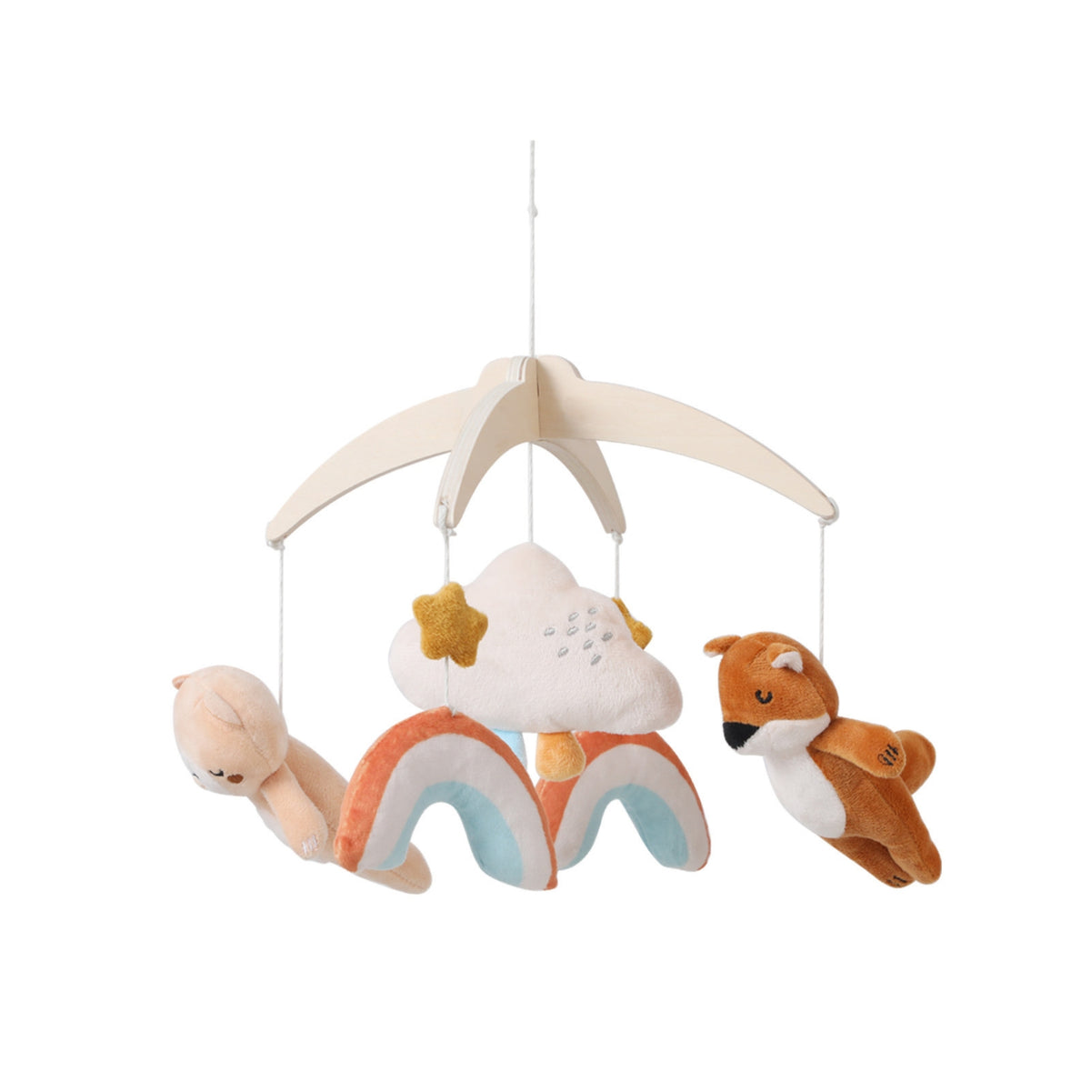Crib Mobile with Wooden Frame Soft Baby Mobile with Soft Ornaments Nursery Hanging Toy Natural Cute for Newborns