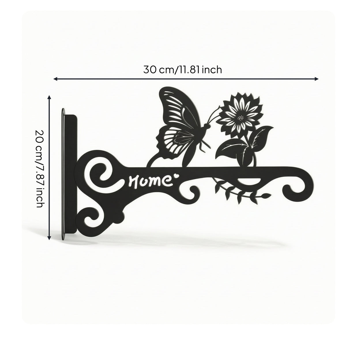Scrollwork Wall Bracket Decorative Bracket with Hook Rust-Resistant Wall Hook Black for Garden, Indoor