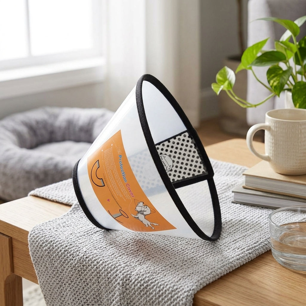 Pet Cone Dog Cone Cat Cone, Transparent Foldable Design with Snap Fasteners, Anti Bite and Lick for Post Surgery Pet Grooming Use