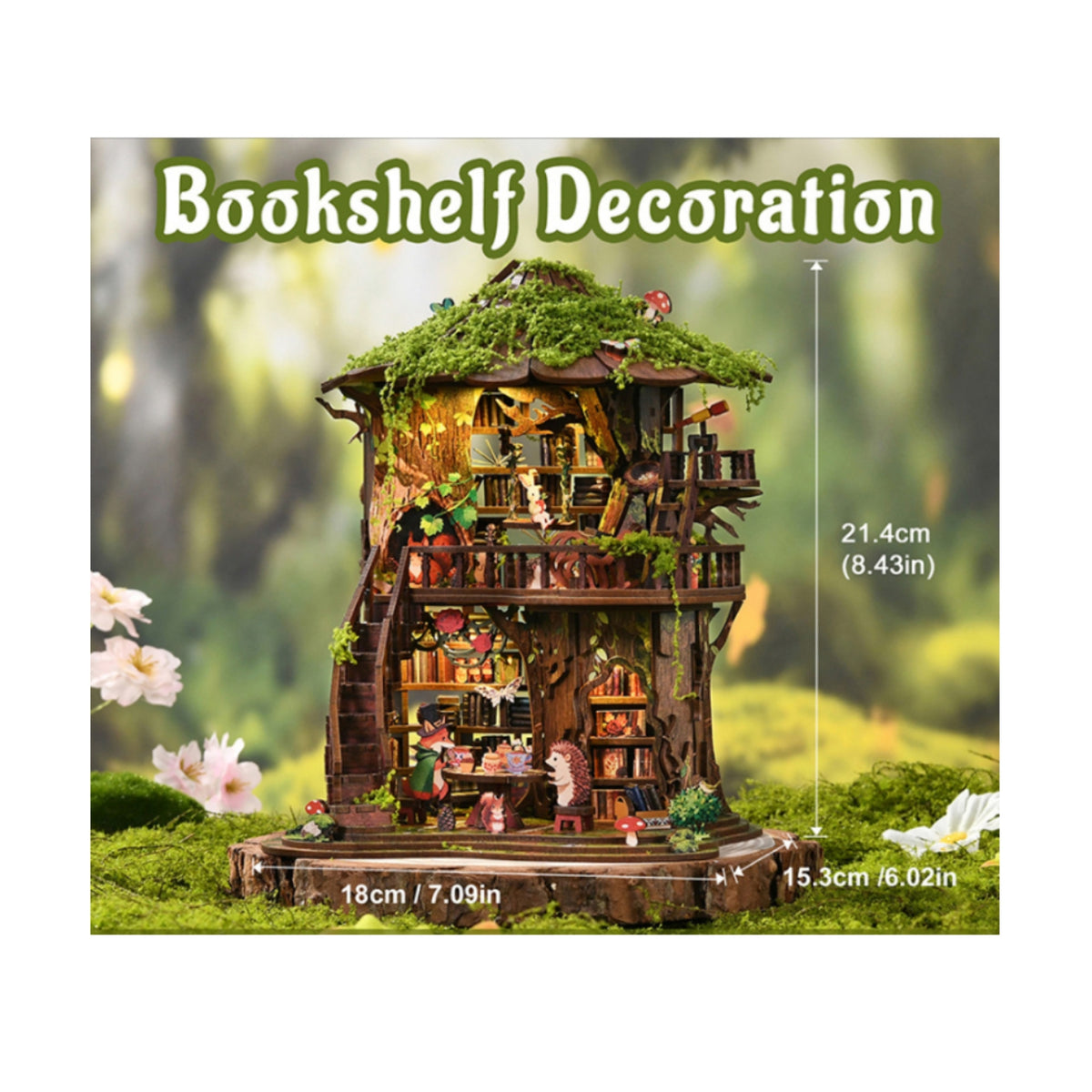 Miniature Forest House Detailed Scene DIY Book Nook Easy Assembly for Desk