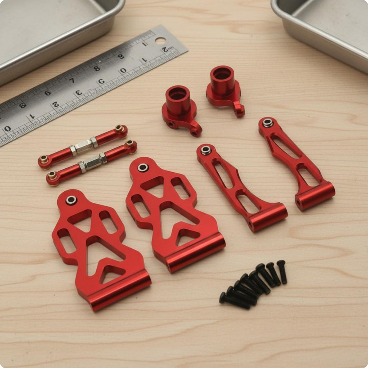 Aluminum Front Arm Set RC Car Front Upgrade Outfit Wear Resistant Aluminum Arm Set for 1/16 16101 16102 16103 16104 16106 16201