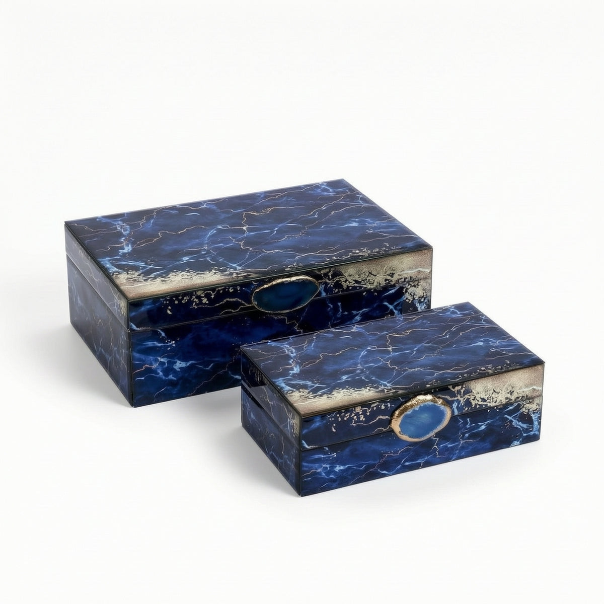 2 Pieces Jewelry Box with Hinged Lid Decorative Velvet Lined Jewelry Box Sturdy Display Case for Vanity