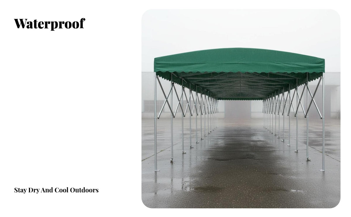 Retractable Wheeled Shelter Mobile with Casters sturdyDuty Frame Shelter Waterproof Business Awning for Vehicle Owners, Outdoordoor, Parking Lot