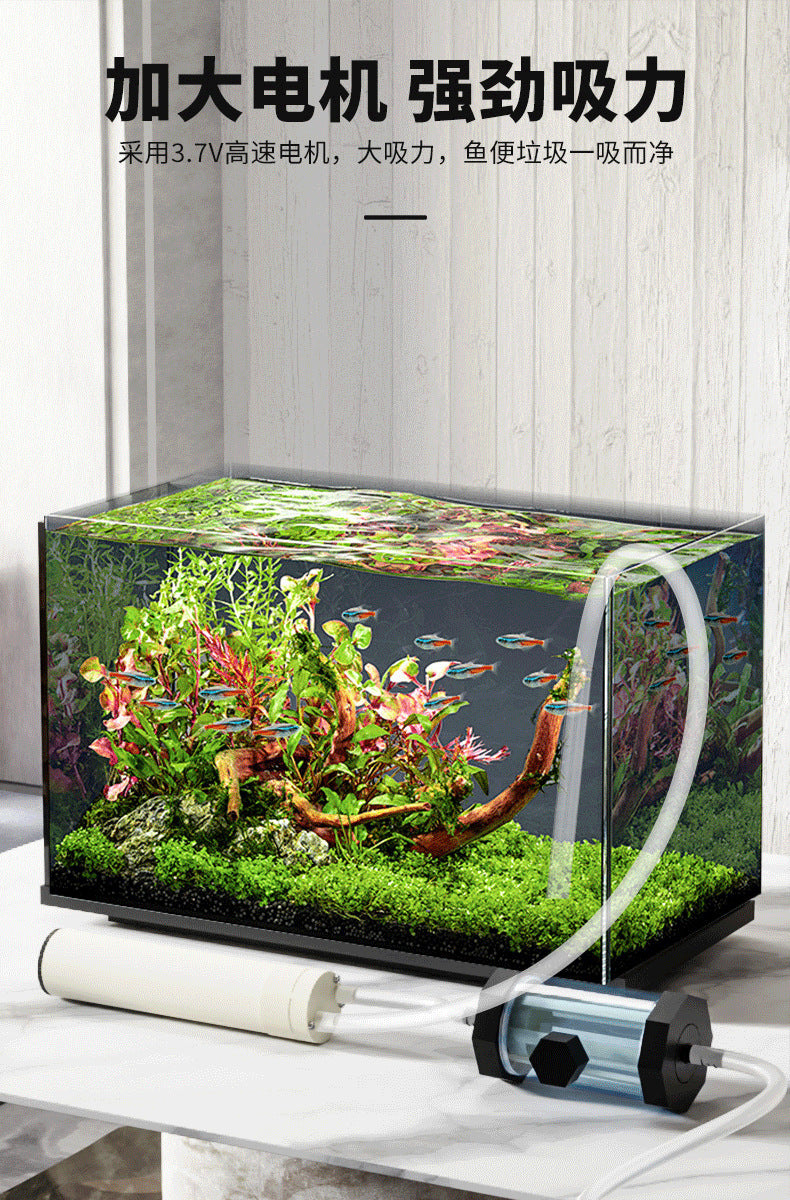 Electric Small Water Pump for Fish Tank Water Change and Feces Suction, Turtle Tank Self-Priming Feces Cleaner
