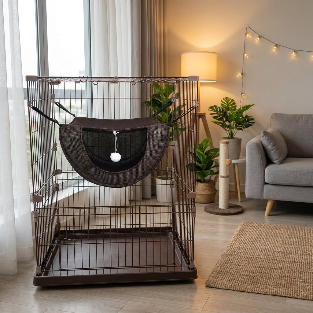Hanging Cat Bed and Cat Hammock, Breathable Mesh Hanging Bed for Cage, Comfortable Kitten and Indoor Cat Bed Hammock Bed for Small Animals