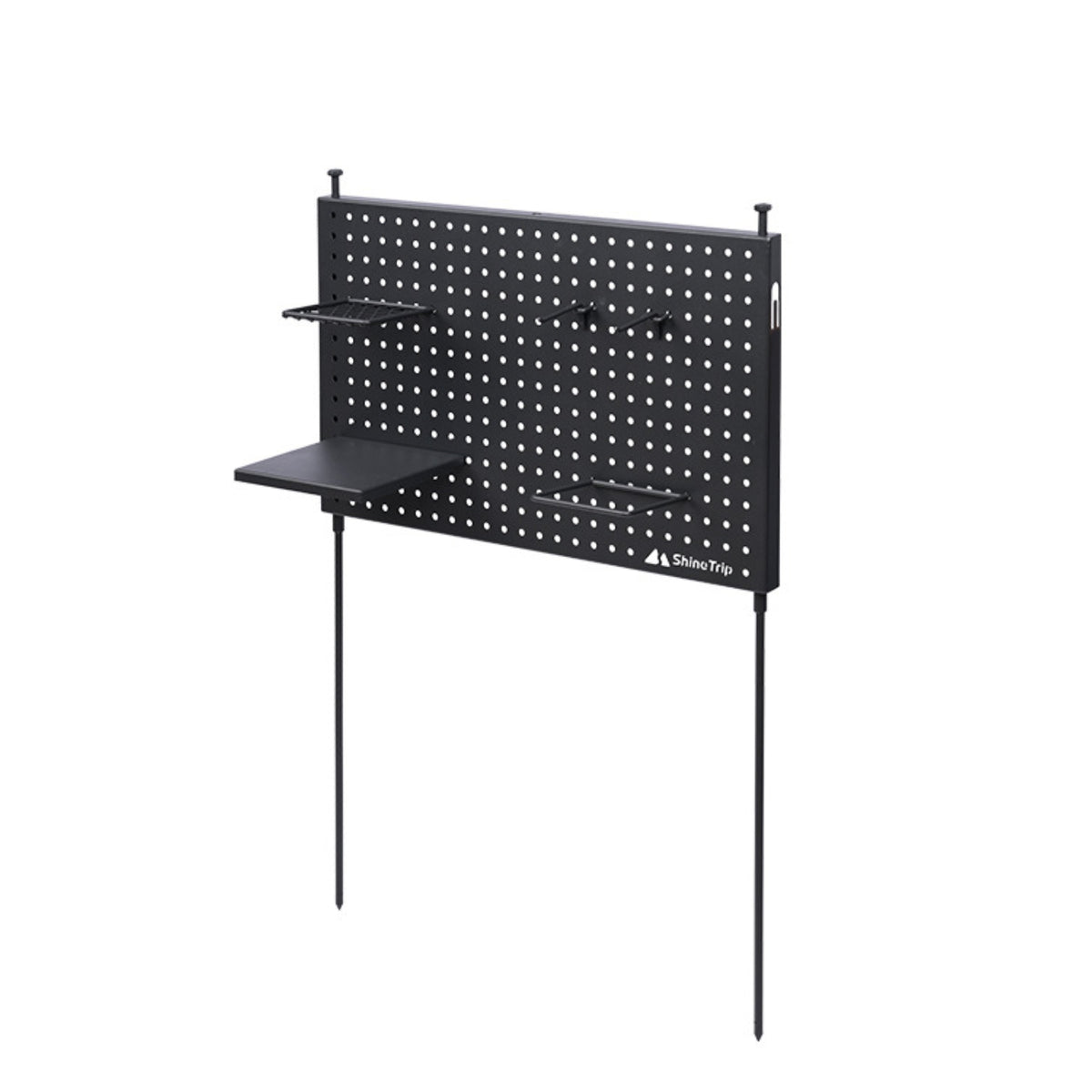 Camping Rack with Hooks Black Pegboard with Hooks Space-Saving Pegboard Rack for Outdoor Enthusiasts