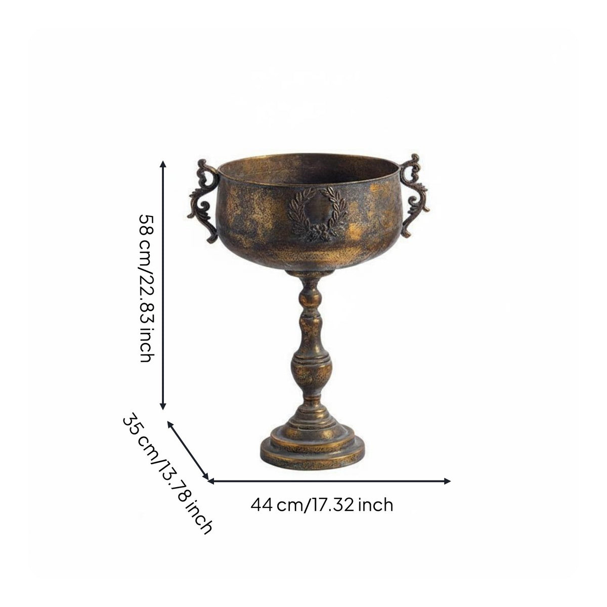 Metal Goblet Vase Industrial Ornate Metal Vase Stand Detachable Home Decor for Wedding