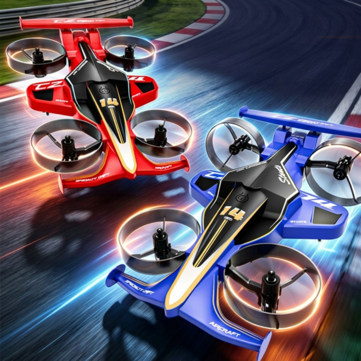 Remote Control Airplane Aerobatic Plane Lightweight Ducted Propeller Aircraft Anti Interference Altitude Hold One Key Departure Suitable for Handheld Race Outdoor Play