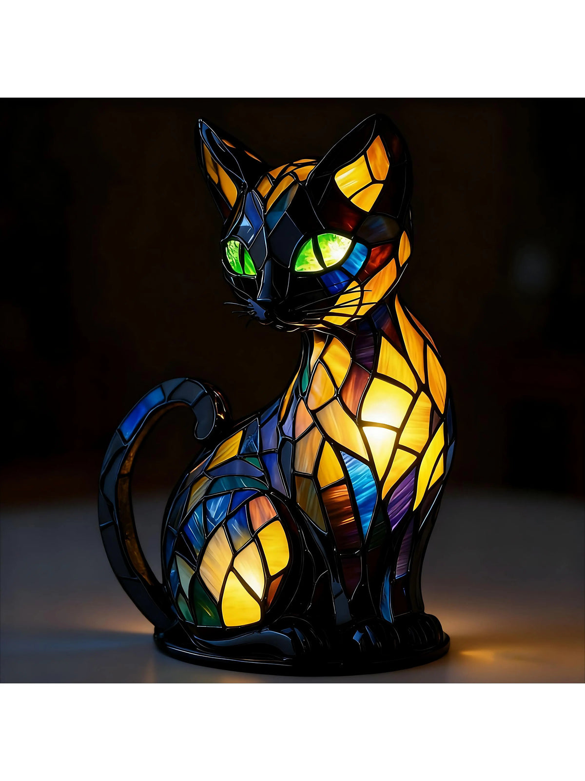 LED Night Light Animal Figurine Resin Craft Ornament with USB Power for Home Decor