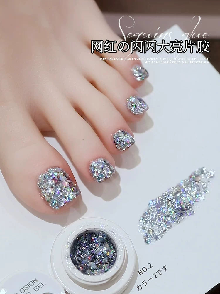 Glitter Gel Nail Polish Kit - Ultra-Shine Large Sequin UV Gel for Dazzling Manicures