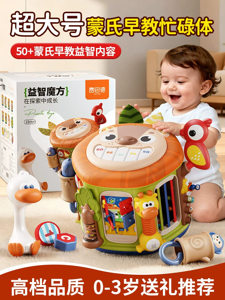 Baby Musical Activity Cube Drum Toy for Early Education and Sensory Development, Montessori-Inspired for Infants 6+ Months