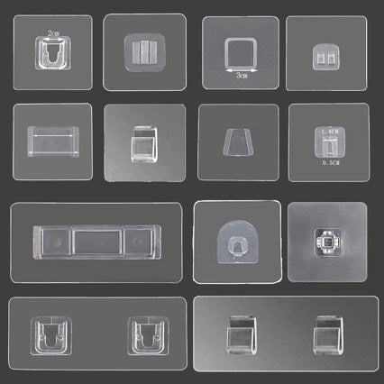 Punch-Free Transparent Adhesive Hooks for Wall Storage and Organization