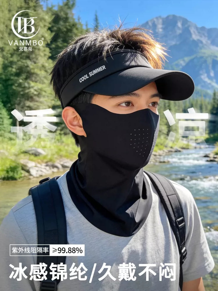 Vanmbo Men's UV Protection Cycling Face Mask with Sun Hat and Sleeves