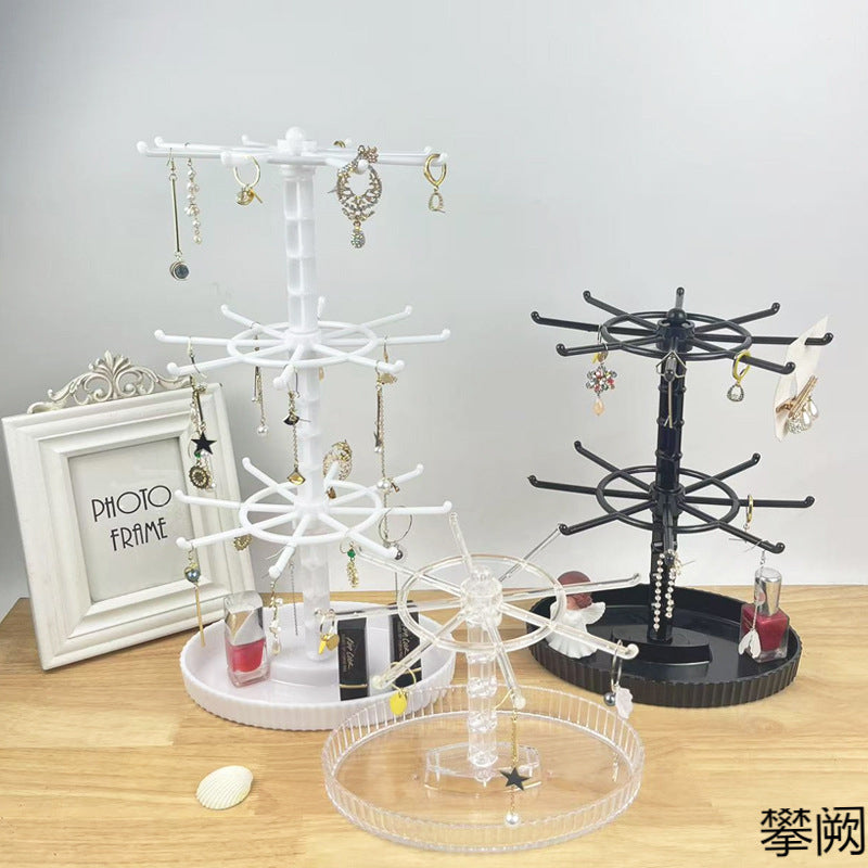 Rotating Jewelry Organizer Stand for Earrings, Necklaces, Bracelets, and Hair Ties