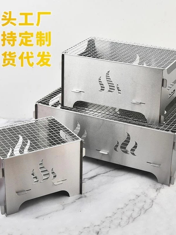 Mini Portable Stainless Steel Wood Burning Camping Stove for Outdoor Cooking and BBQ