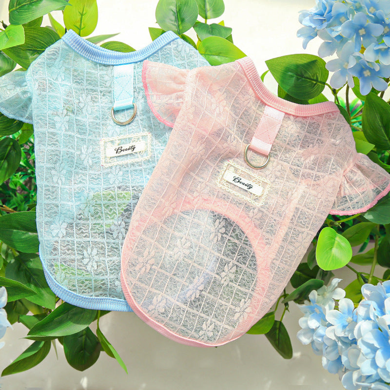 Ultra-Thin Soft Silky Stretch Pet Dog Cat Lace Mesh Fly Sleeve Vest