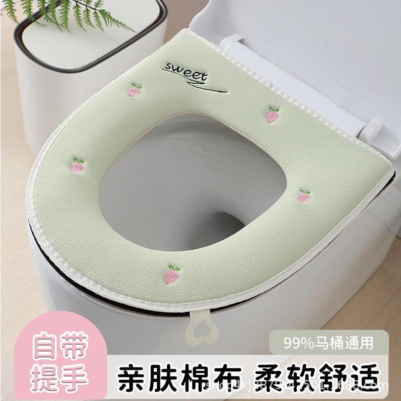 Universal Zippered Toilet Seat Cover for All Seasons, Washable Soft Toilet Cushion for Home Bathroom