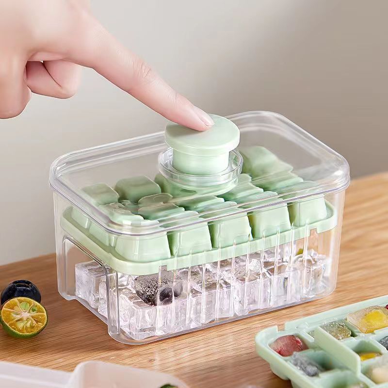 Ice Cube Tray with Lid and Bin, Food-Grade Silicone Ice Mold for Freezer, Easy Release Ice Maker