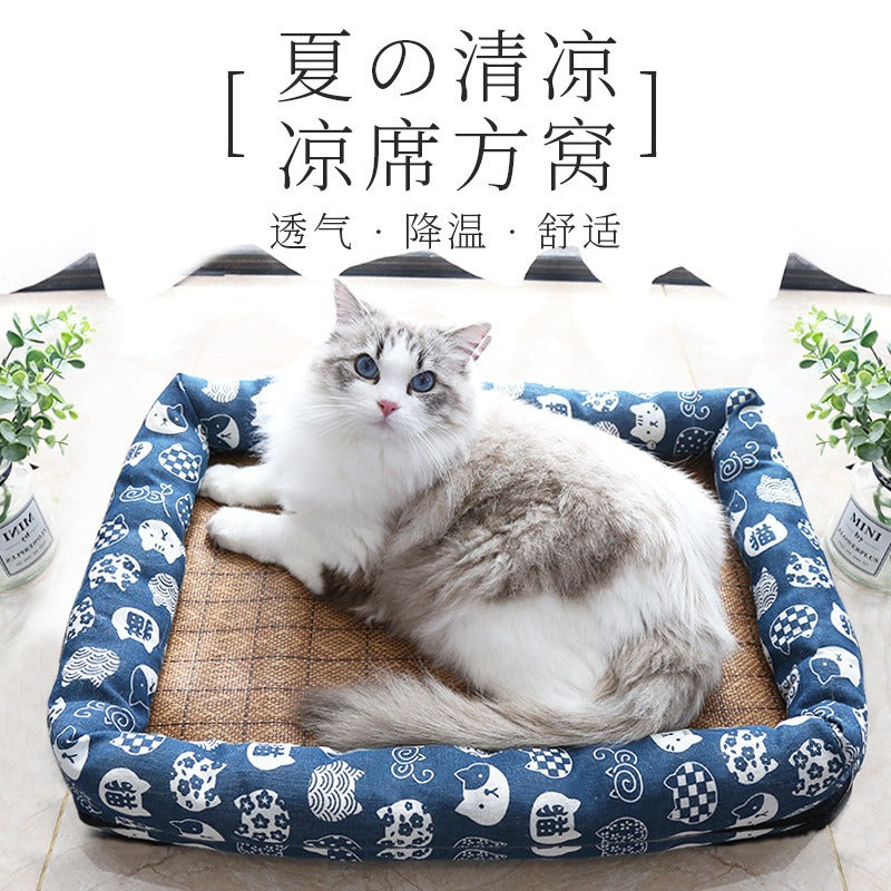 Summer Pet Cooling Mat Bed for Cats and Dogs, Square Ice Pad Nest