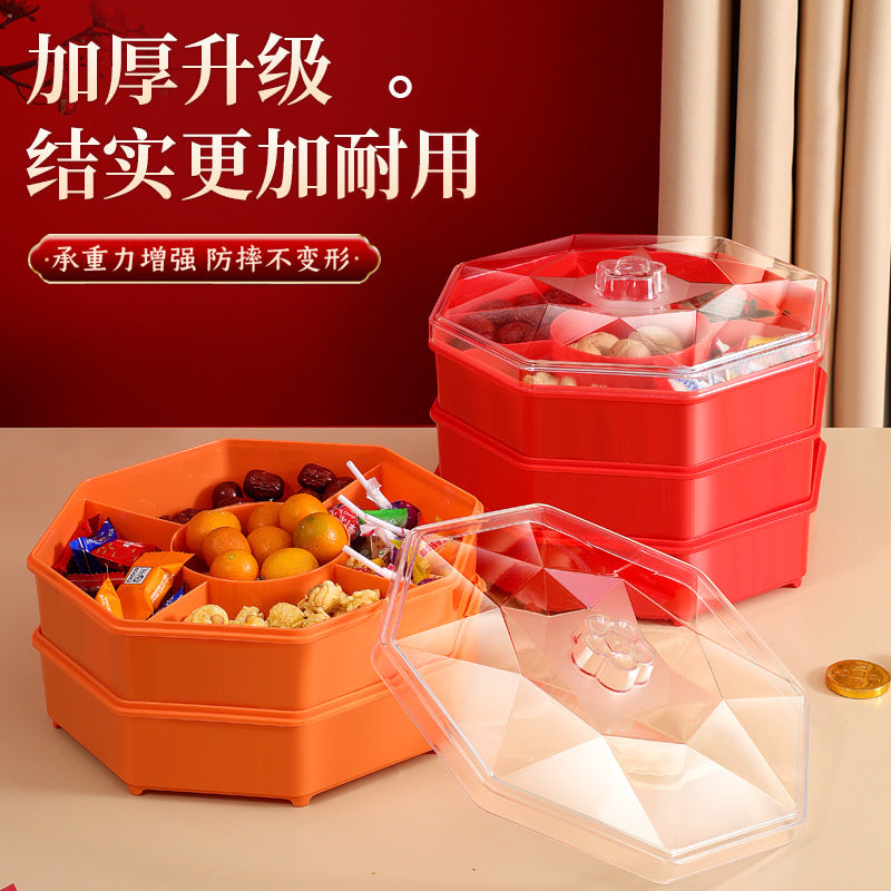 Petal-Shaped Divided Snack Serving Platter with Lid for Home Living Room