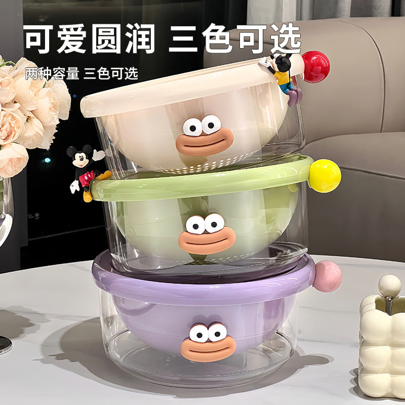 Double-Layer Draining Basket for Fruits and Vegetables, Thickened Washing Bowl Set