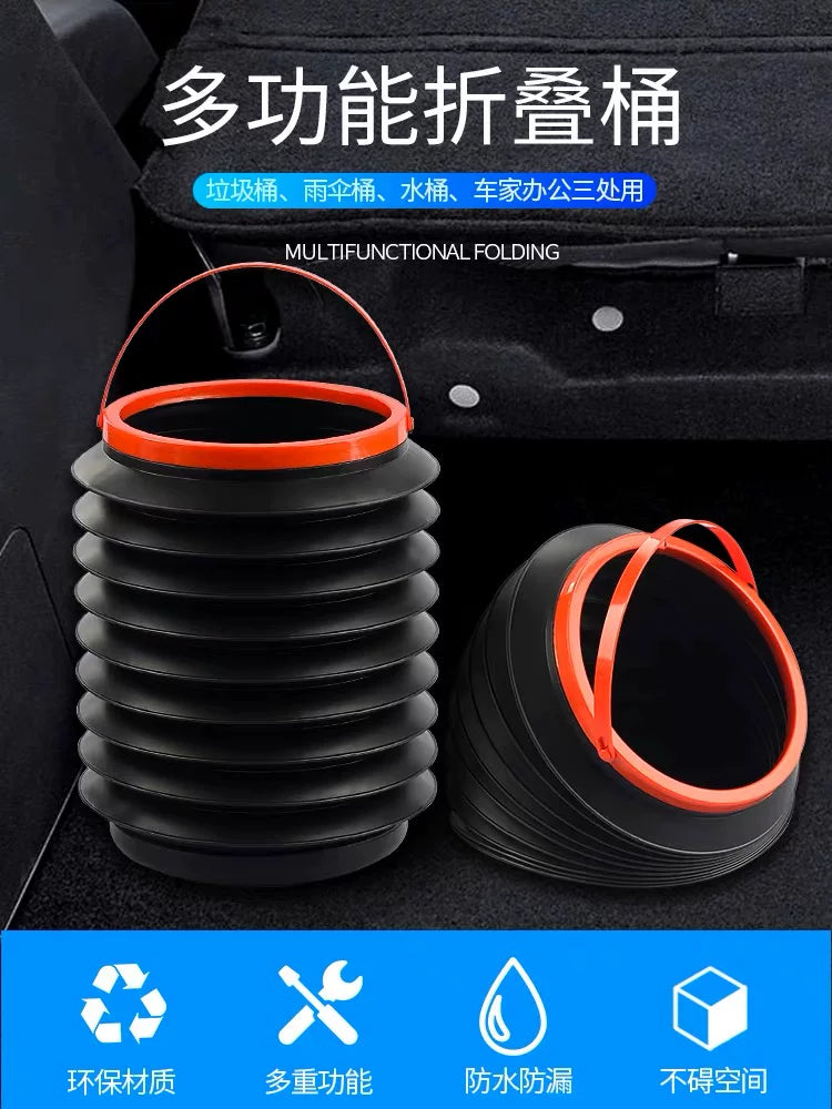 Bunning Retractable Car Trash Can - Foldable Storage Bin for Vehicle Trunk, Home, or Fishing