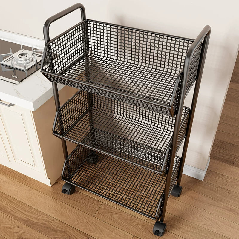 Multi-layer Rolling Utility Cart with Wheels for Kitchen Storage, Snacks, Vegetables, and Fruits
