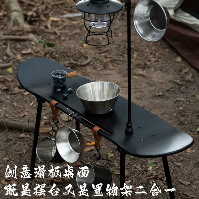 Portable Folding Camping Picnic Table with Lamp Post or Storage Bag