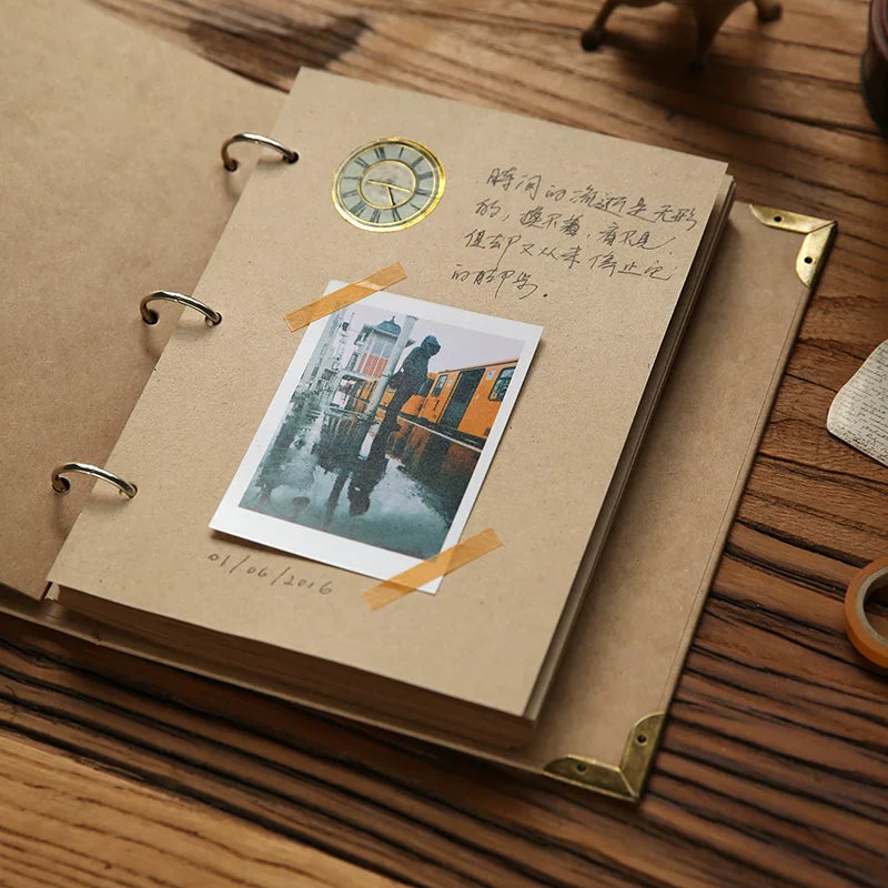 A5 Loose-Leaf Notebook DIY Kraft Paper Vintage Journal for Girls Travel Diary