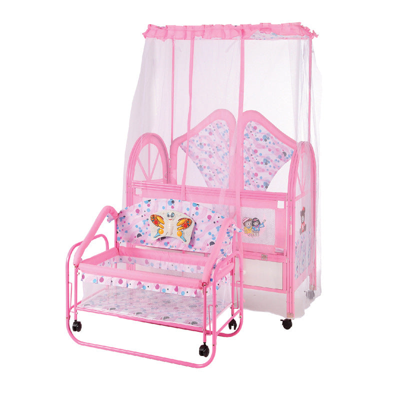 Baby Crib with Splicing Function, Mobile Bassinet, Two-in-One Stroller Bed for Newborns, Standalone Rocker with Drawer
