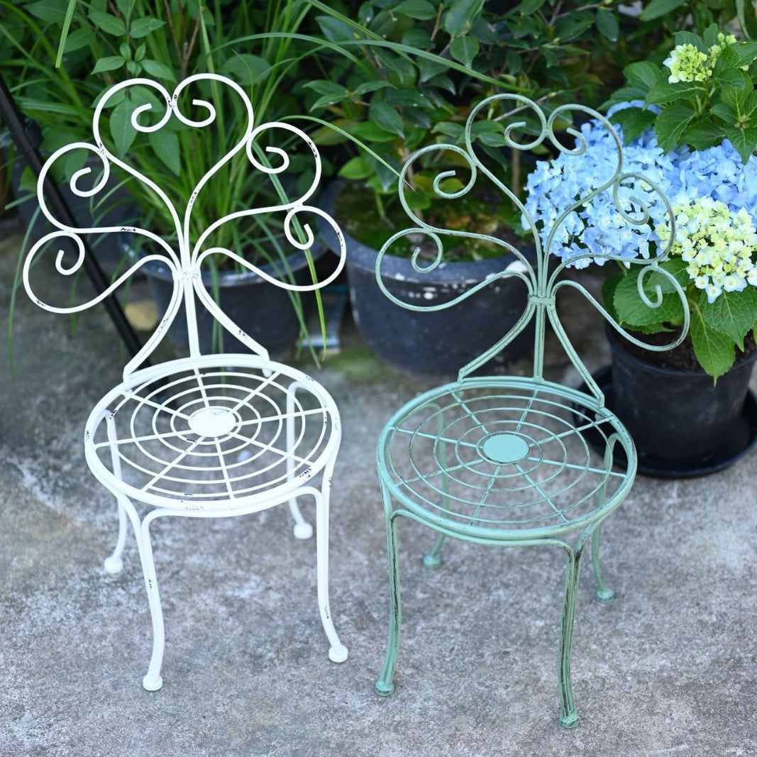 Vintage Iron Wire Miniature Chair Plant Stand for Outdoor Garden and Patio Decor