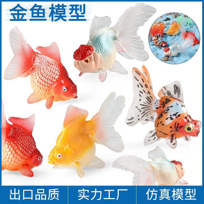 Realistic Goldfish & Bass Fish Figurines - Educational Animal Models for Kids