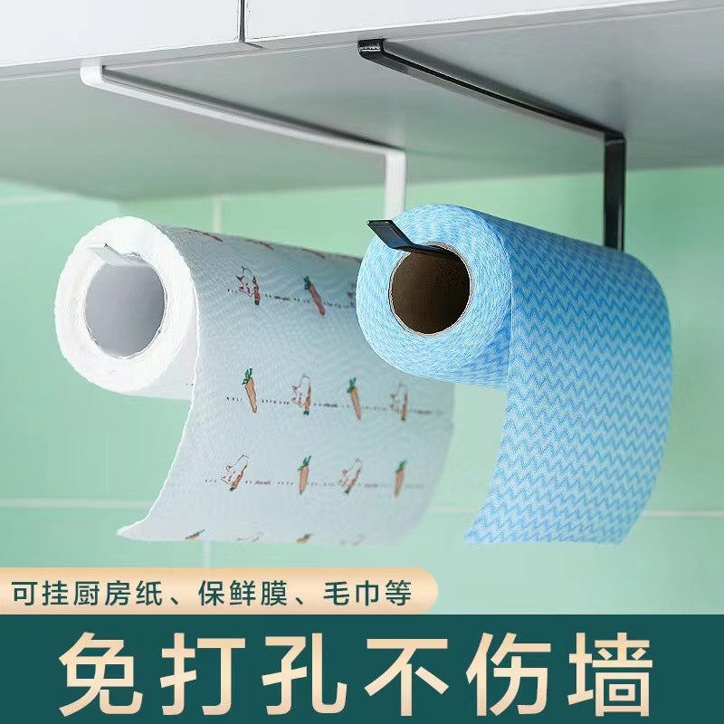Under Cabinet Paper Towel Holder, No-Drill Self-Adhesive Kitchen Roll Dispenser for Cleaning Cloths and Plastic Wrap