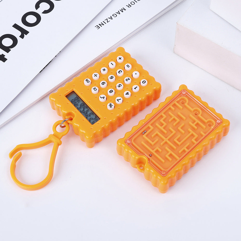 Portable Mini Calculator with Maze Game Keychain for Students and Kids
