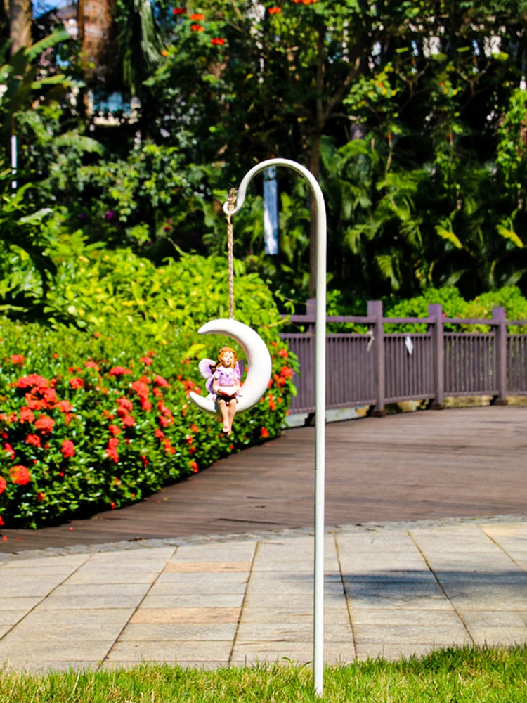 Wrought Iron Garden Ground Stake Hook for Planters and Decorations